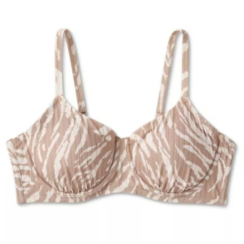 Wild Fable Bikini Top Womens 24 Beige Animal Print NEW